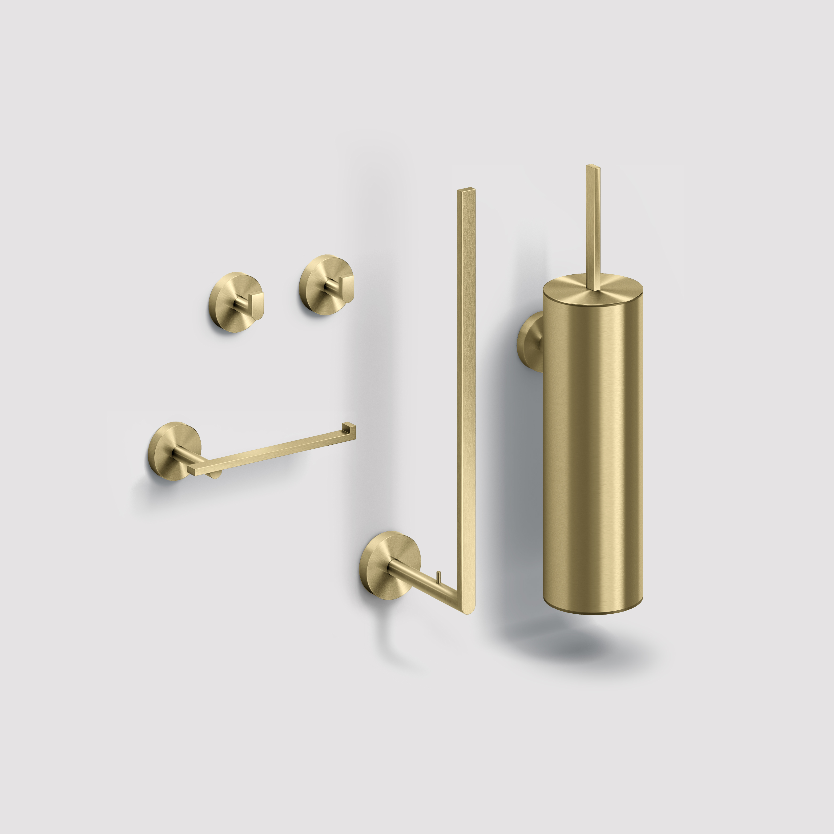 Clou Flat toilet accessoireset, goud geborsteld PVD	